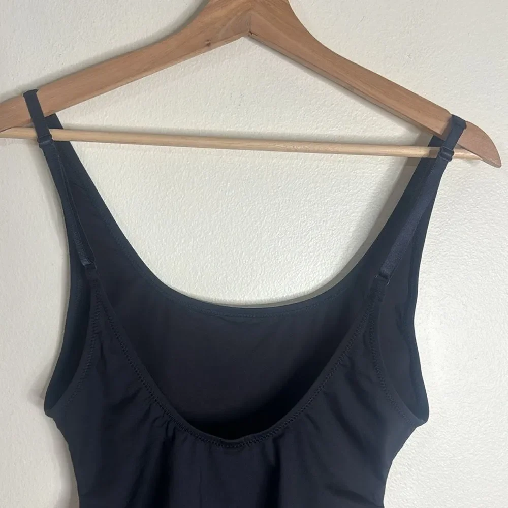 Black Scoop Neck One-Piece Swimsuit - Women's Swim